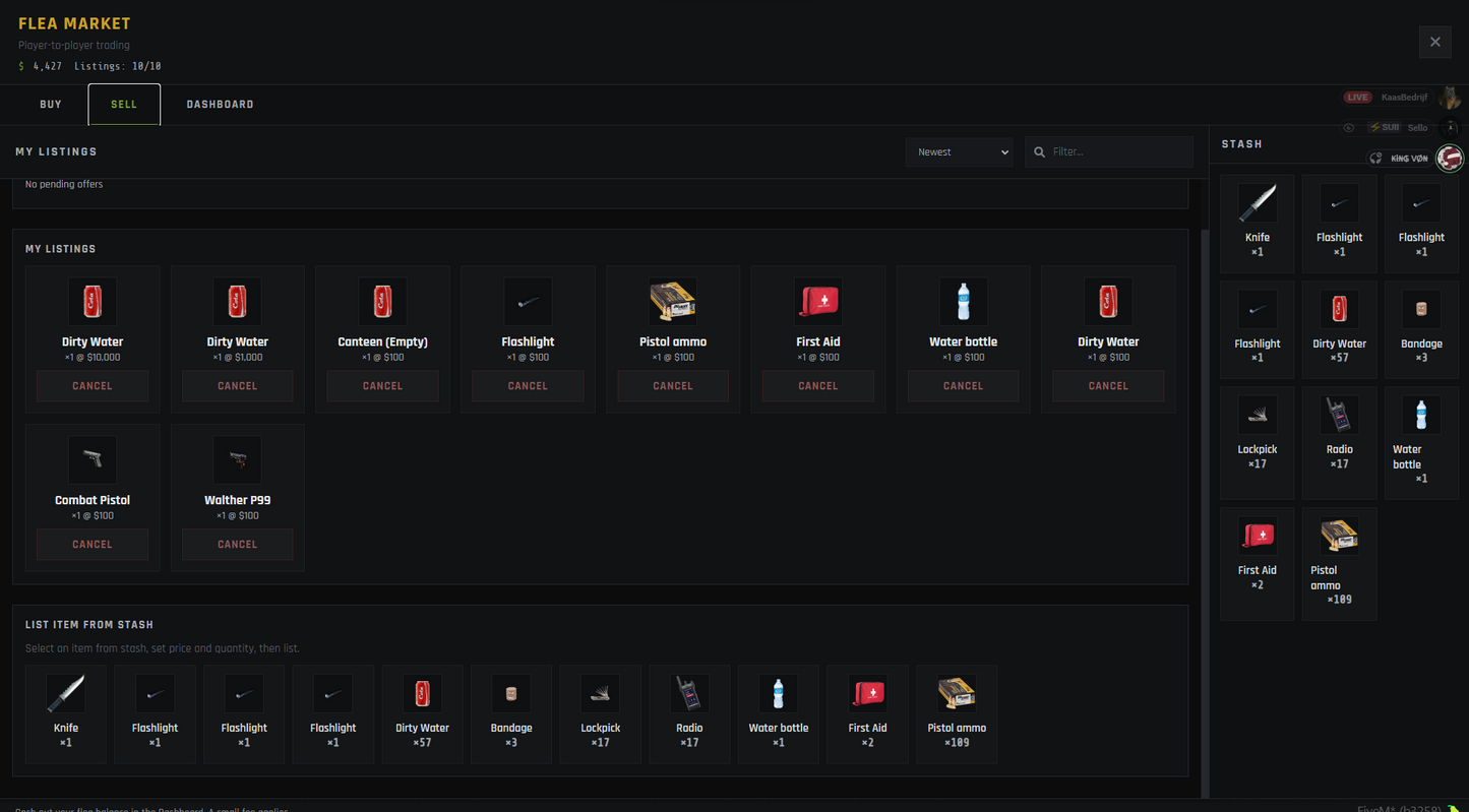 EFT Flea Market – Player-to-Player Trading