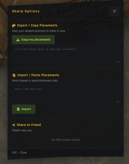 Weapon Placement System Advanced Backitems